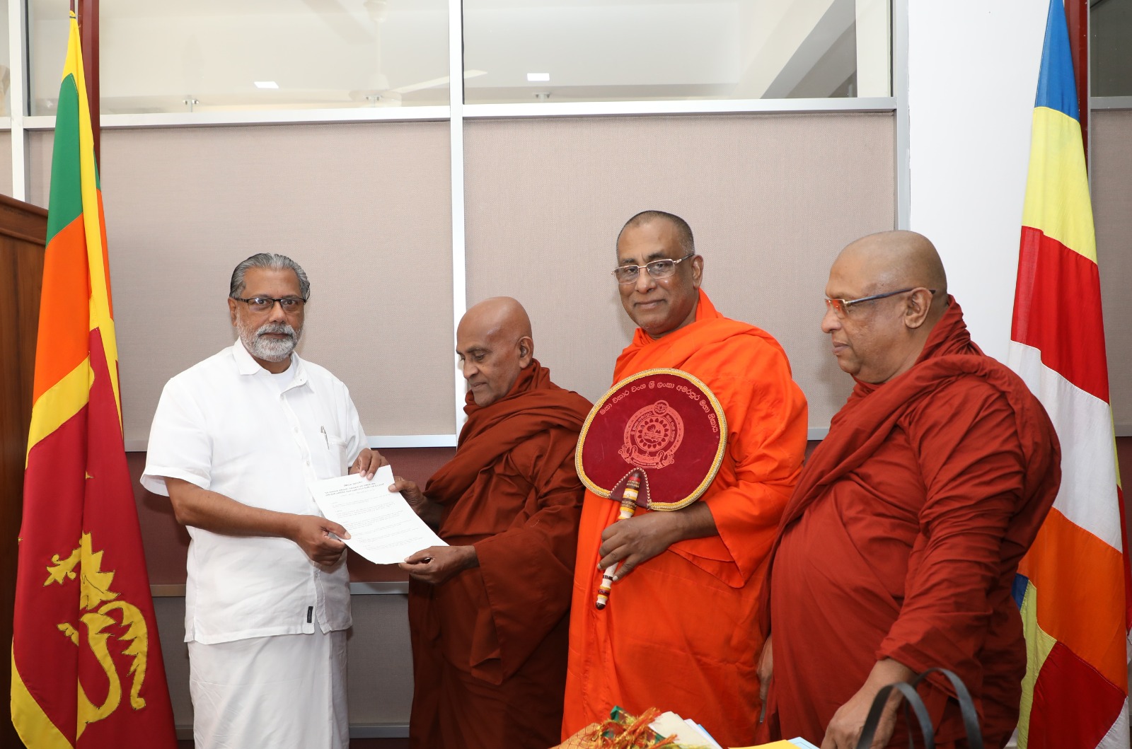 SBSL Monks with Minister of Buddhashasana Religious and Cultural Affairs Hon.Vidura Wickremanayake